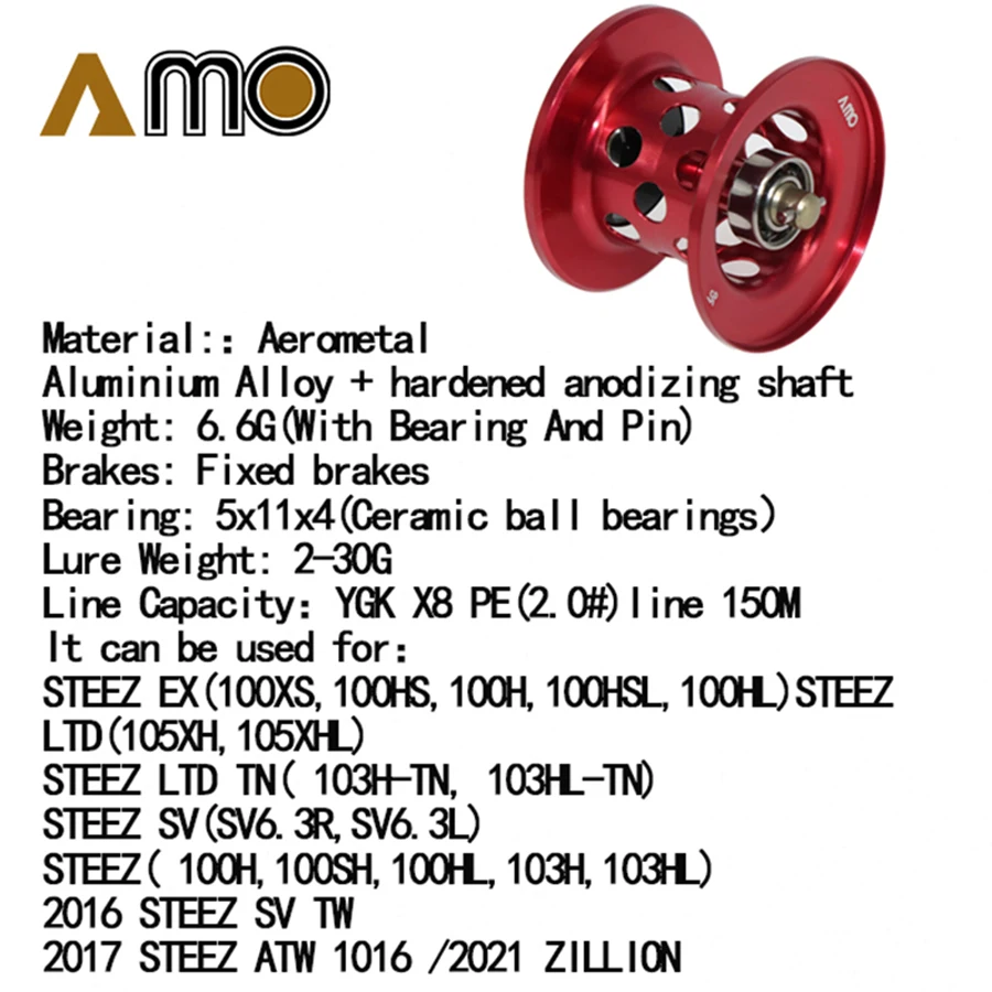 AMO DIY STEEZ T3 ZILLION 34MM セラミックベアリング軽量スプール釣り