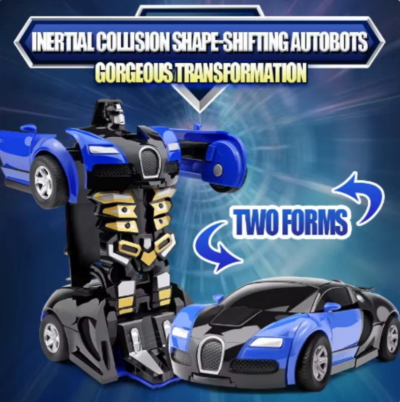 Mini Transform Car Robot Model Car One Click Automatic Collision Deformation Robot Dual Form Toy Car Vehicle Race Car Boy Gift
