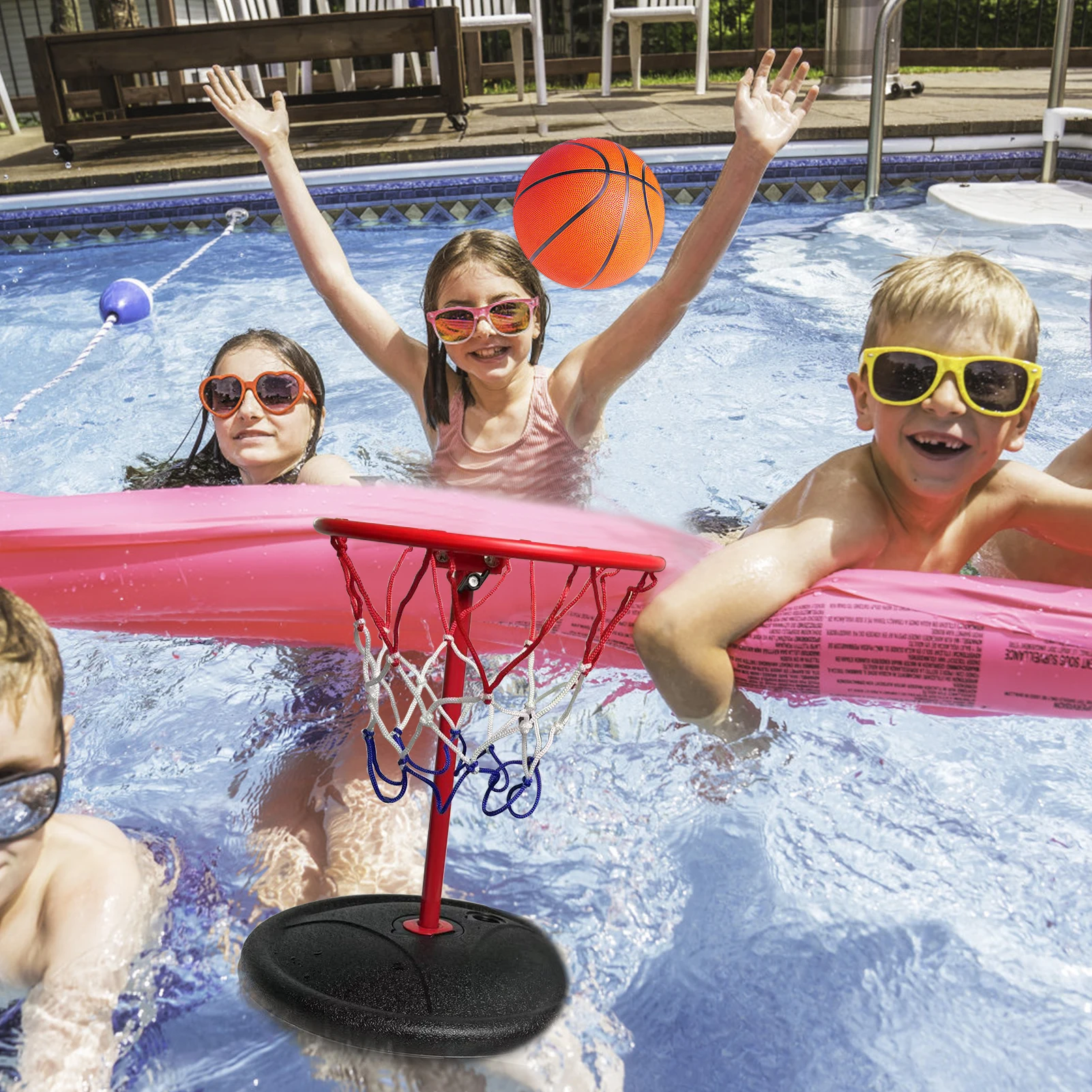 Swimming Pool Floating Basketball Hoop With Basketball And