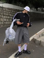 Mauroicardi Spring Summer Loose Casual Soft Grey Pleated Shorts for Men with High Waist Short Straight Pants Korean Clothes 2024 - Image 4