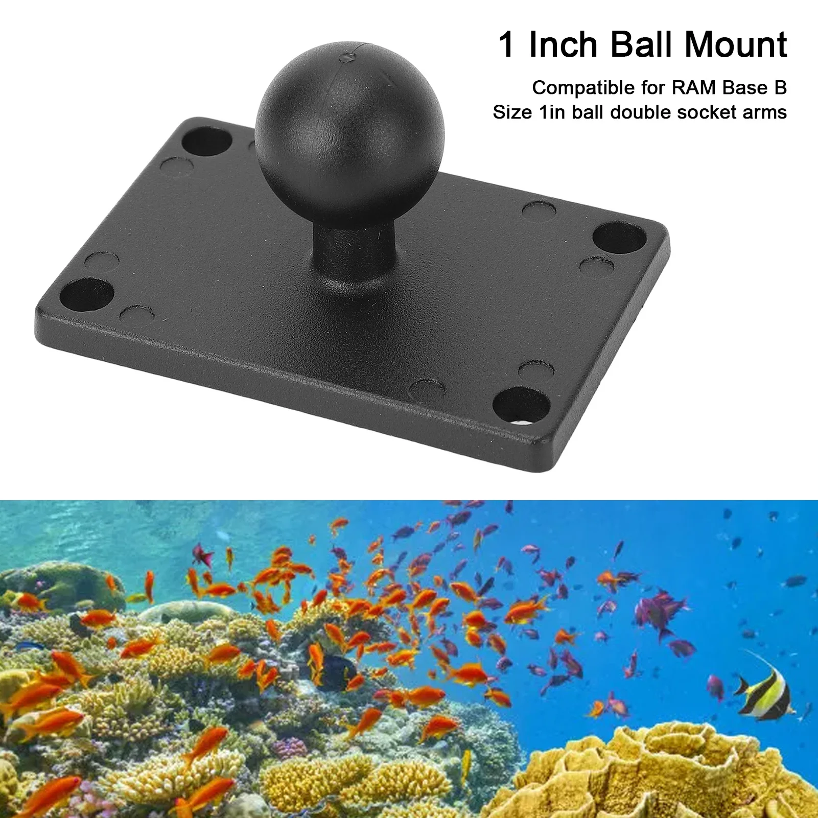 1 Inch Ball Mount Easy Install AMPS Plate Wide Application Composite Aluminum Alloy AMPS Hole RAM Mounts B Size Horizontal Bracket