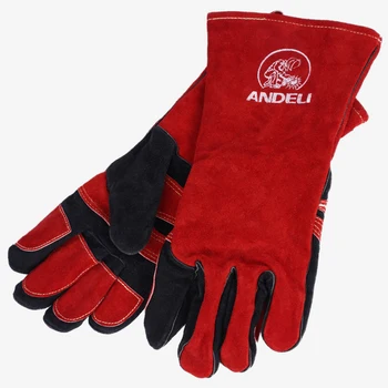 ANDELI Guanto da Saldatura da 14 Pollici TIG/Mig/Guanti da Saldatura Guanti da Barba/Animal Resistenti al Calore/Fuoco con Manica Extra Lunga