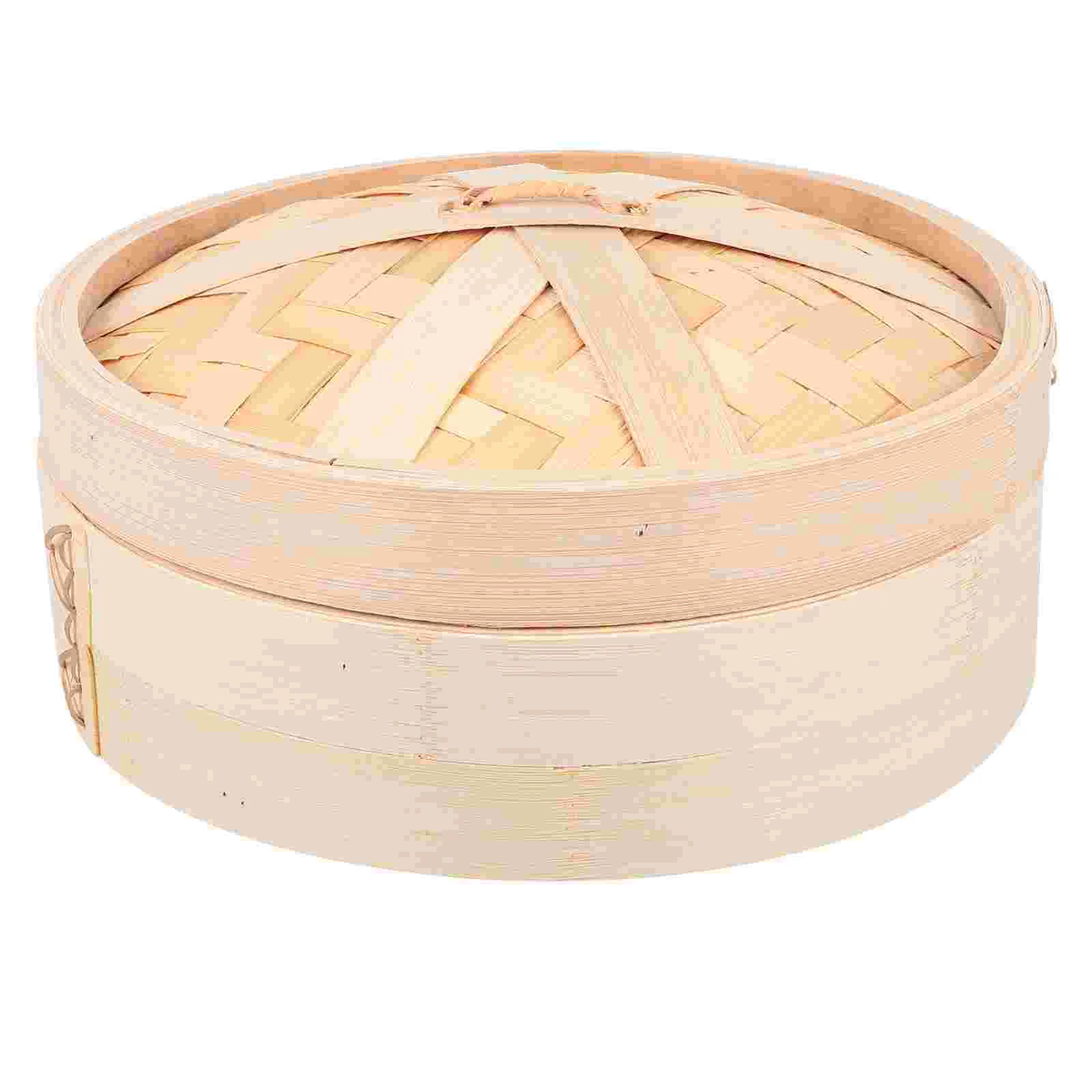 

Steamed Stuffed Bun Steamer Pot with Lid Asian Cookware Bamboo Small Basket Household