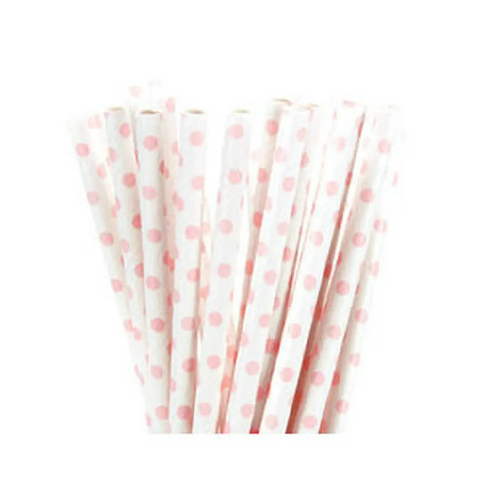 25pcs Light Pink Paper Straws For Baby Shower Wedding Party Kids Birthday Party Decoration Supplies Paper Drinking Straws