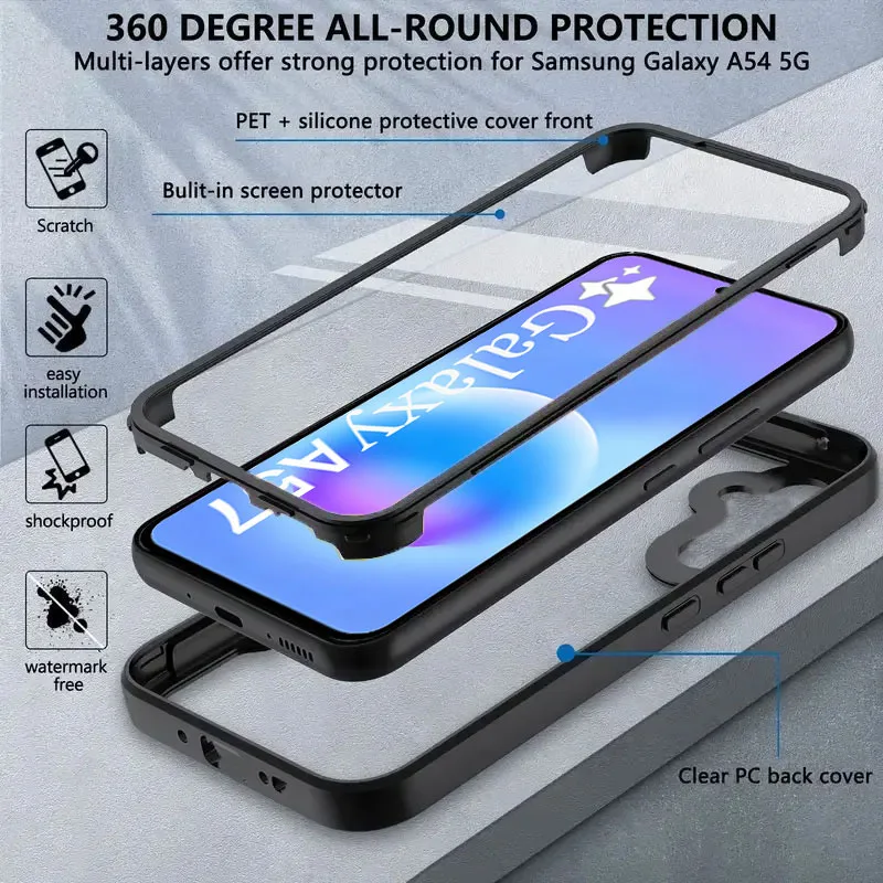 360-Degree Shockproof Clear Phone Case with Full Protection