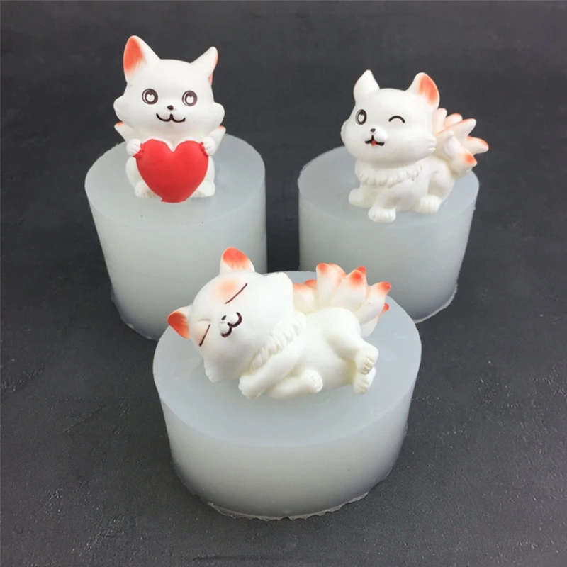 3D Nine-Tailed Fox Resin Mold - Silicone Animal Mold For Epoxy Crafting