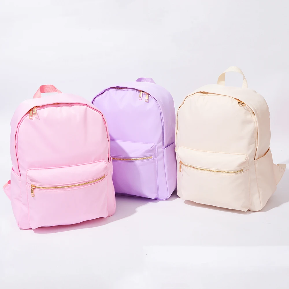 Solid Color Nylon Waterproof BackPack Large School Bag for Teenage Girls Fashion College Student Large Capacity Travel Bag