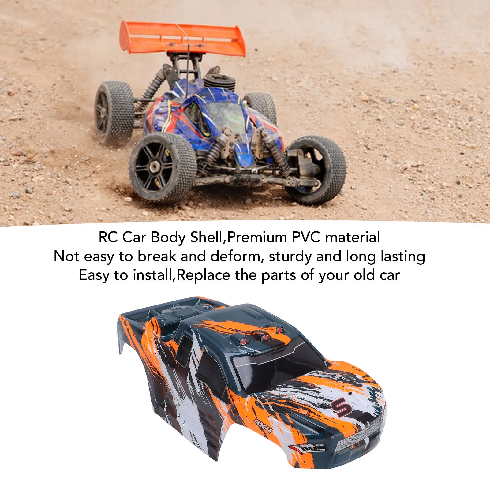Coque de Voiture RC en PVC rouge vue de dessus, conçue pour remplacer la carrosserie de modèles RC