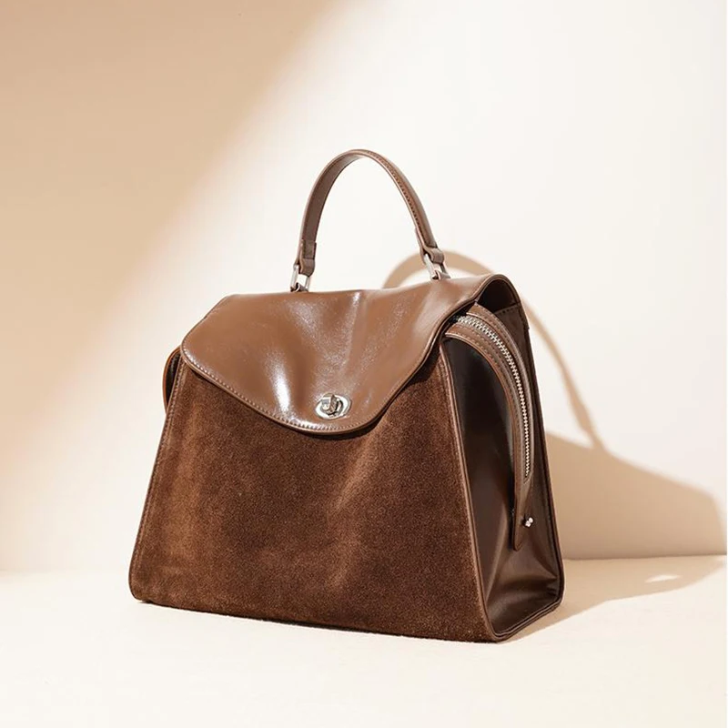 Korean Style Simple Flip Cover Women's Shoulder Bag New Suede Backpack Ladies Large Capacity Simple Fashion Tote Handbag 2025 2