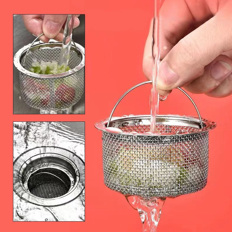 Stainless Steel Sink Drain Filter Fine Net Shower Hair Catcher Stopper Trap Basin Strainer Plug Kitchen Bathroom Accessories