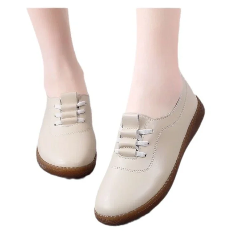 Autumn new women's flat shoes Outdoor non slip soft leather shoes Fashion comfortable footwear Ladies casual lightweight shoes