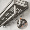 Wall-Mounted Kitchen Storage Rack Multifunctional Spice Shelf Wall Shelf  Hanging Hook Rack Condimenters Organizers Holder 5