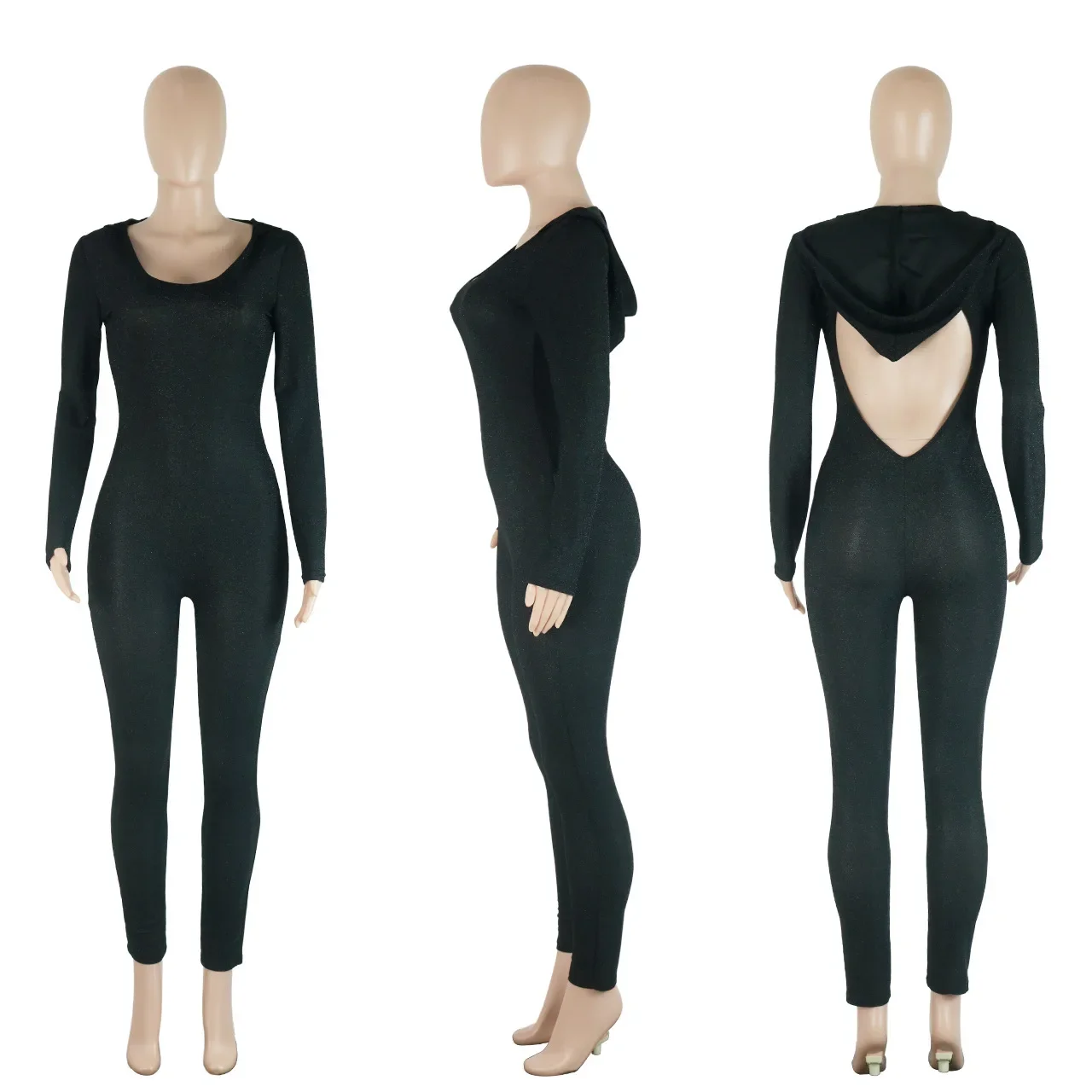 Shiny One Piece Sexy Jumpsuits 2023 Women Fall Winter Clothes Club Party Elegant Bodycon Hoodie Tops Jumpsuit Bodysuit Playsuit