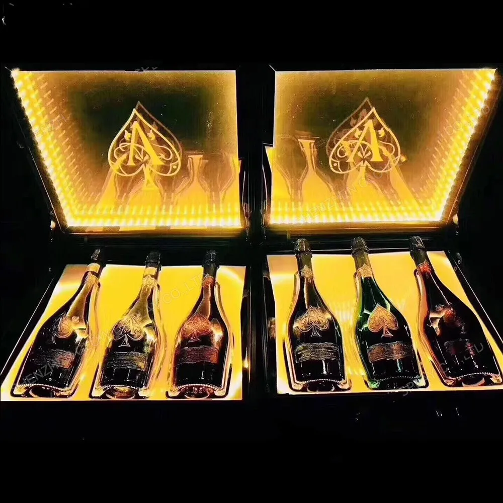 Thrisdar Champagne Set Ice Sealed Wine Box Bar Wine Bottle Holder VIP Wine  Box Luminous Wine Base Champagne Bottle Carrier Case - AliExpress
