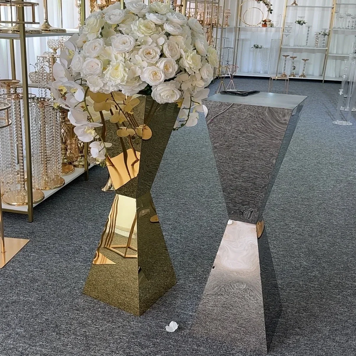 Stainless Steel Flower Stands Vases, Wedding Table Centerpieces, Road Lead, Party Decoration, 1Pc, 2Pcs, 5 6 10Pcs