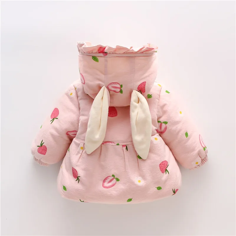 Winter Jacket Kids Girls Hooded Parkas Warm Coat For Girls Jacket Children Clothes Print Thicken Coats Outerwear With Bag