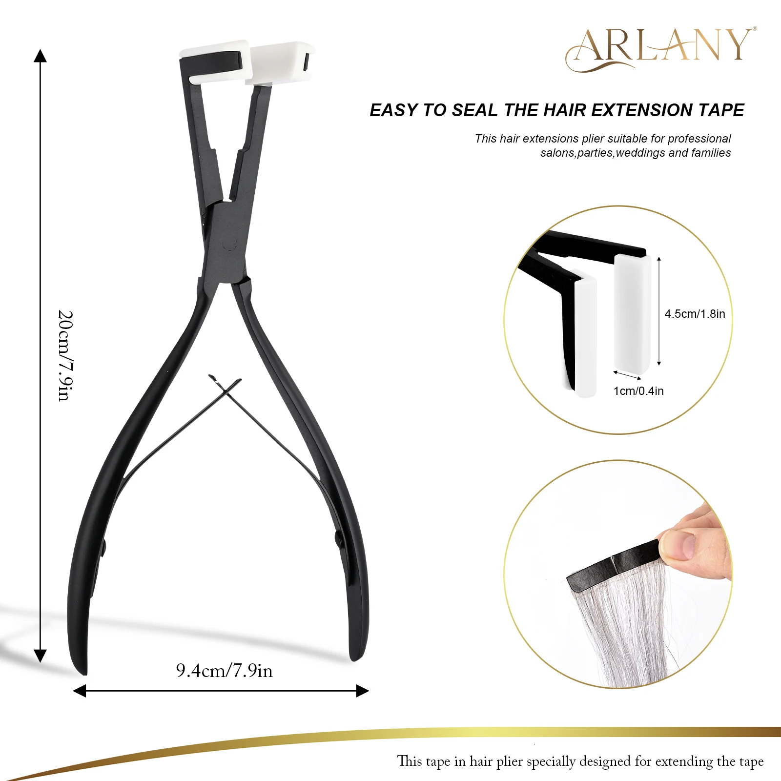 ARLANY Tape in Hair Extension Pliers Stainless Steel Hair Extension Tool Sealing Pliers for Tape in Extension Hair Styling