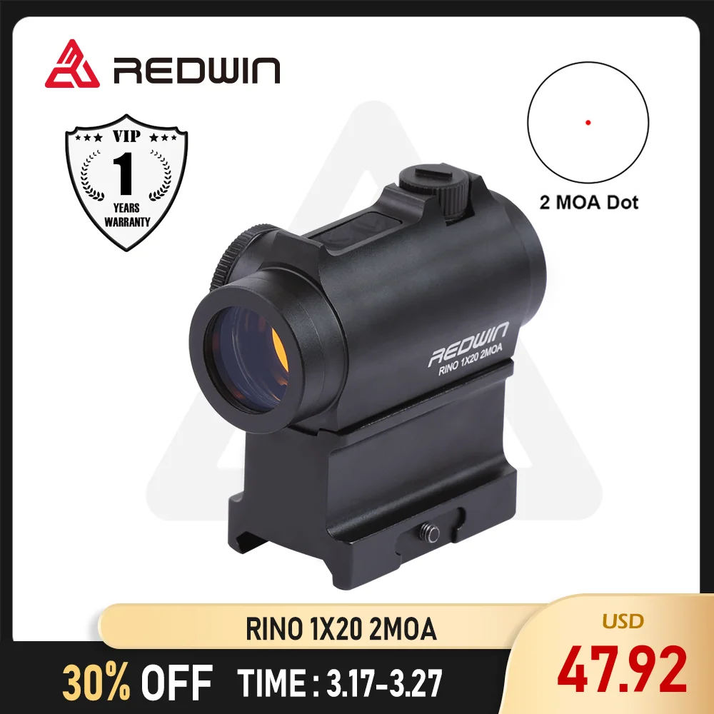 

Red Win Rino 1x20 2 MOA красная точка супер светодиодный высокие 12 уровней освещения 1 MOA колпачок Регулировка красная точка прицел подходит для AR платформы