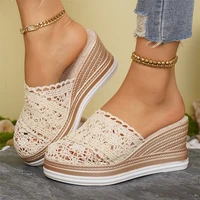 Chaussures femmes sandales été mode chaussures compensées femme respirant femmes sandales glisser chaussures souples femme sandales à talons hauts 4
