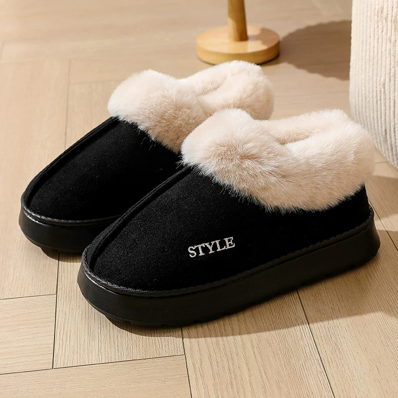 Comfortable Thick Plush Snow Boots for Women Faux Suede Platform Fur Boots Woman Light Non Slip Warm Cotton Shoes Female 45