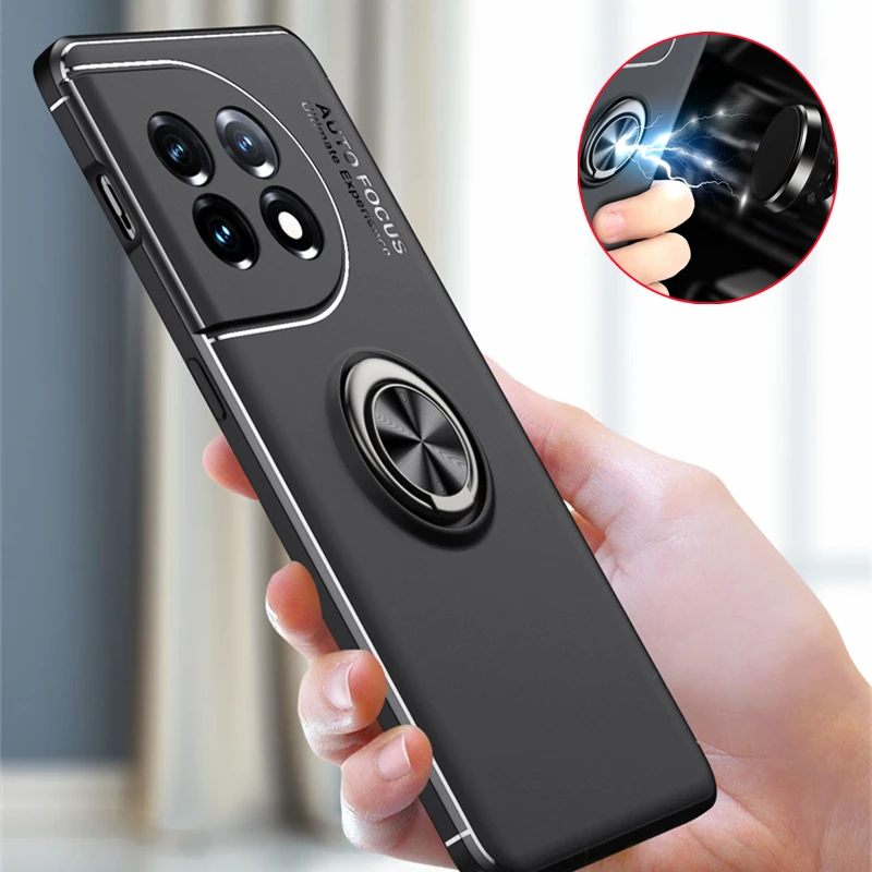 Per Oneplus 11 Custodia Cover Oneplus 11 5G Capas Nuovo Paraurti Antiurto Tpu Soft Ring Supporto Magnetico Per Cover Oneplus 11 5G Fundas