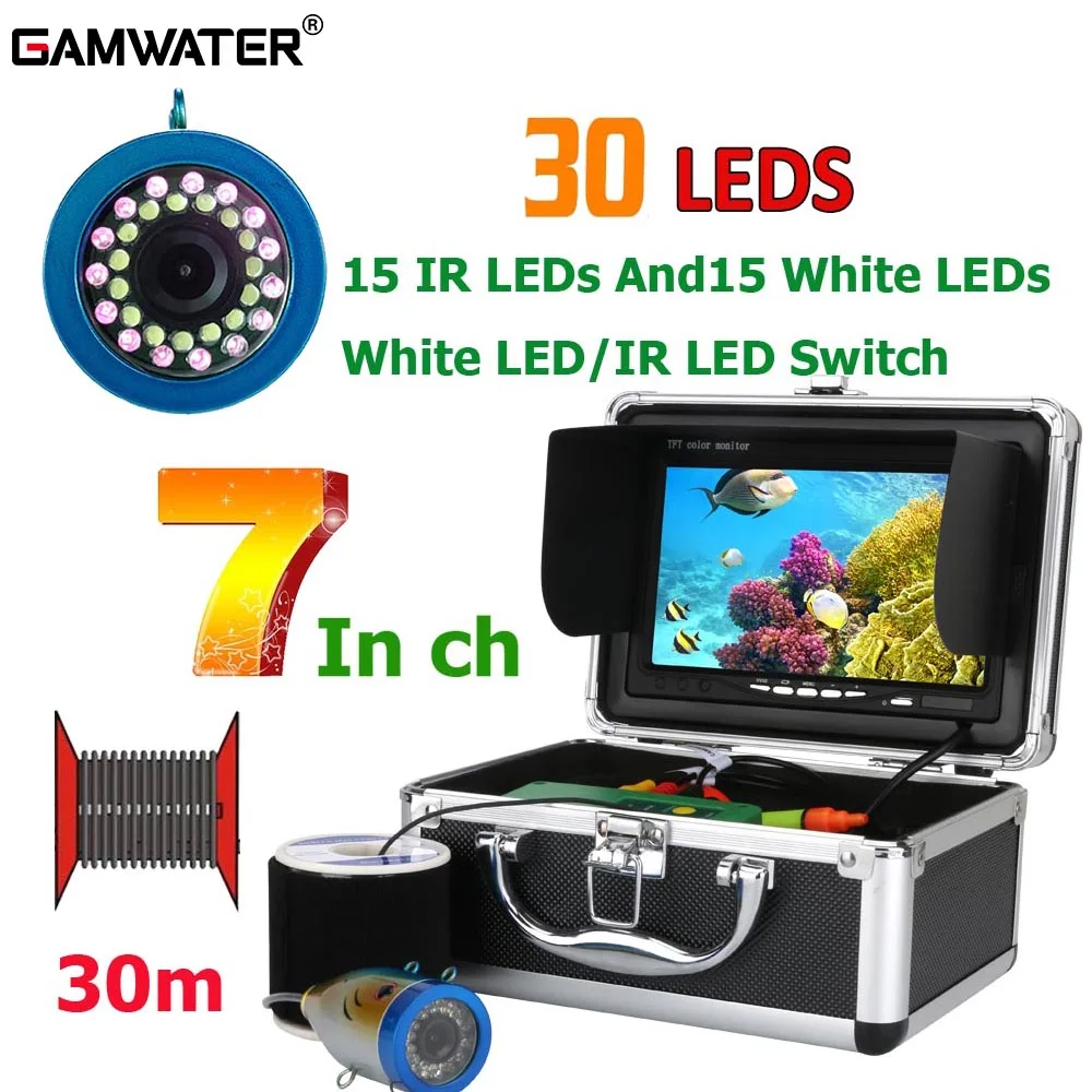 Fish Finder GAMWATER Ice DVR Underwater Fishing Camera Double Lamp 30LEDs 15M 30M 50M Waterproof For Boat Sea River Fishing