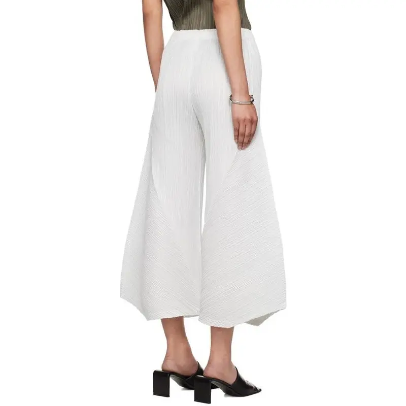 Miyake Pleated Wide Leg Pants Loose Pleats Ankle-Length Pants Women Summer 5