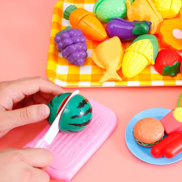 Cutting Play Food Toy for Kids Kitchen Pretend Fruit &Vegetables Accessories  Educational Toy Food kit for Toddler Children Gift 2