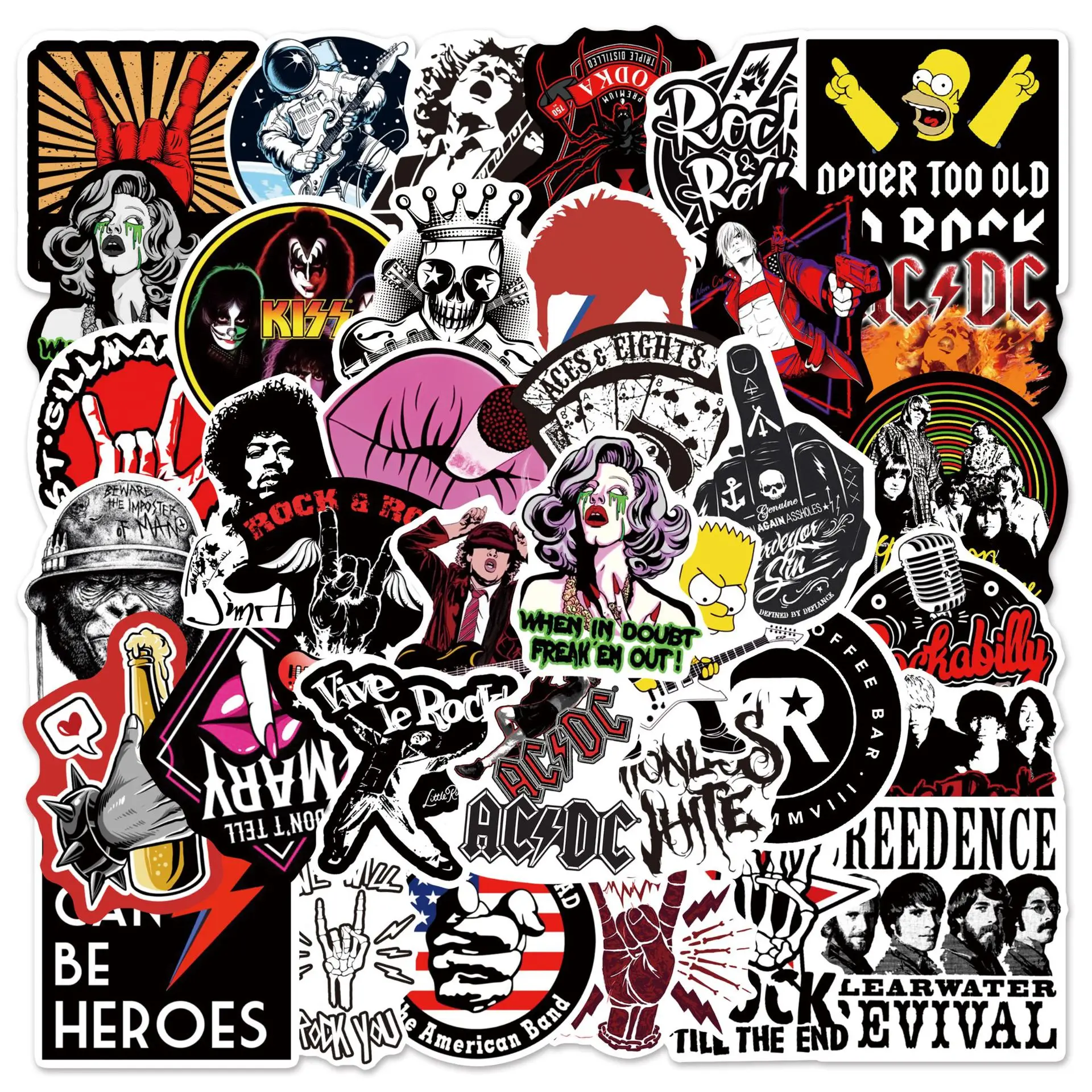 10/30/54pcs Rock Band Pop Cartoon Graffiti Stickers Cool Fashion