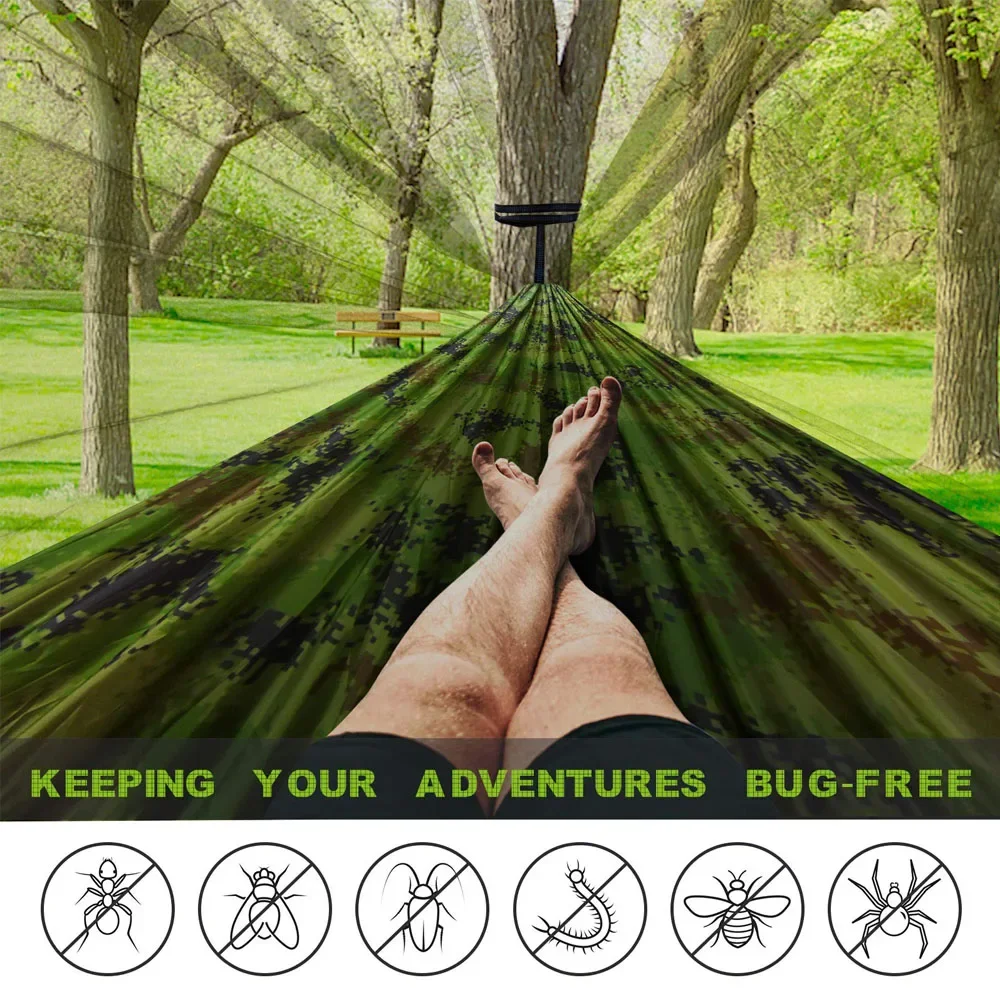 Portable Quick Setup 290*140cm Travel Outdoor Camping Hammock Hanging Sleeping Swing Bed with Mosquito Net 3