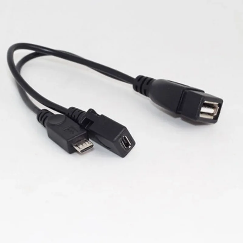 2 In 1 OTG Micro USB Host Power Y Splitter USB Adapter To Micro 5 Pin Male Female Cable 1pc