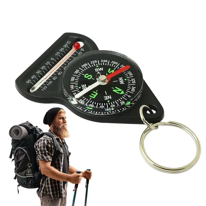

Mini Lightweight Compass Thermometer Portable Keychain Compass Outdoor Camping Tool For Mountaineering Survival Equipment