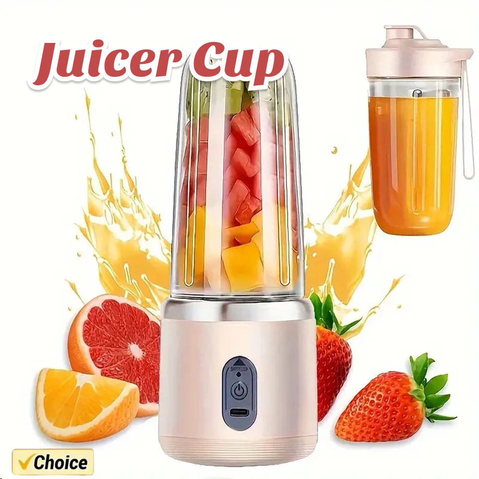 1set-New Portable Juicer with 2 Cups, USB Rechargeable Mini Blender, Fresh Juicer Cup, Personal Sized Smoothie Blender