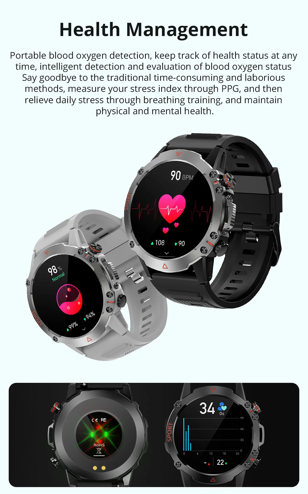 Gandley Smart Watch Gandley M5 Smart Watch (GPS +Barometer+