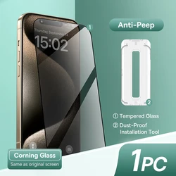 Baseus Ultra - Thin Corning Tempered Glass Screen Protector with Anti - Peeping Auto Installation - iP 17 Pro Max (Anti Peeping Glass)