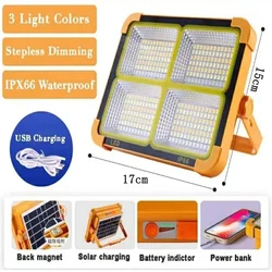Rechargeable Solar Outdoor LED Floodlight with Portable Spotlight Function (1Pcs)
