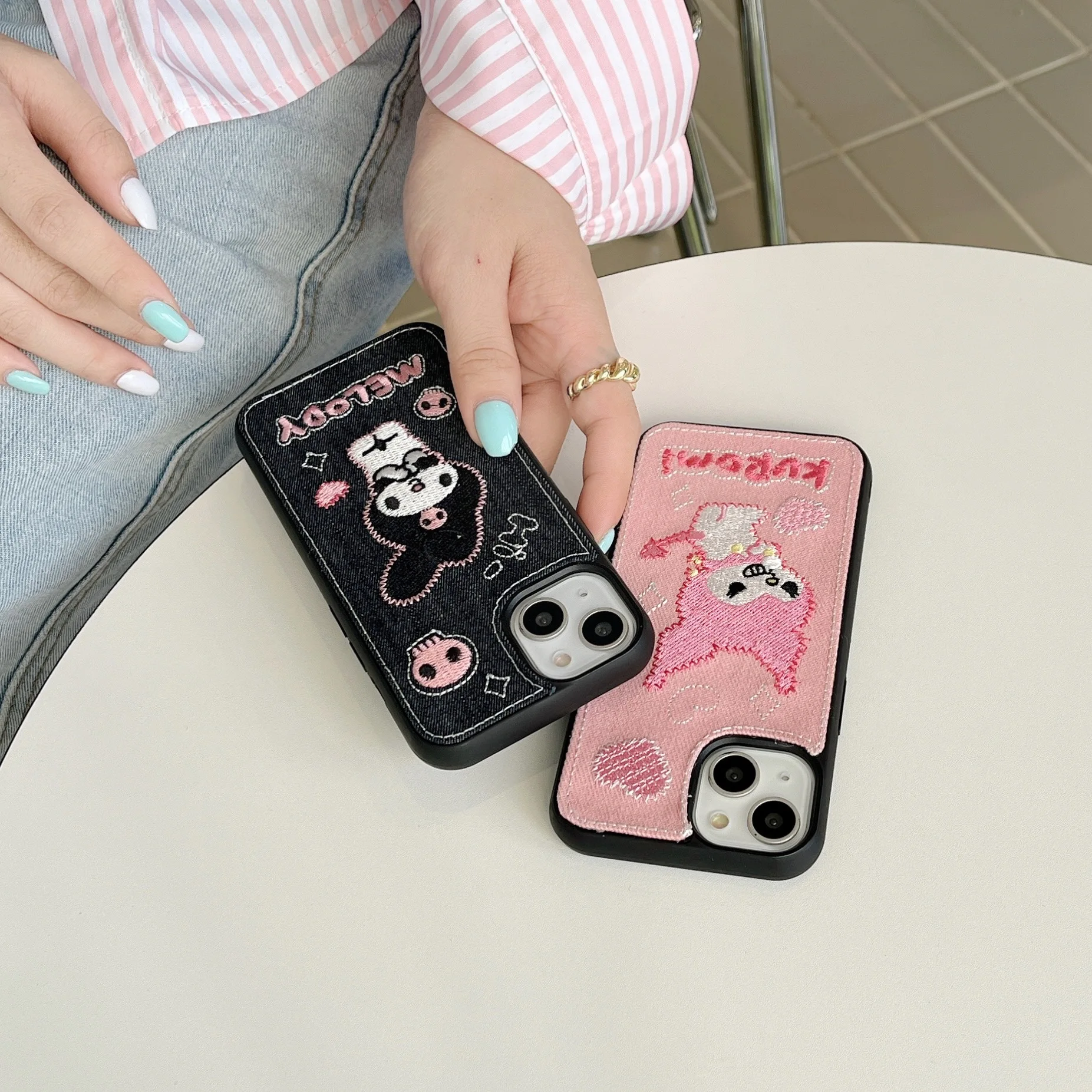 Джинсовый вышитый супер крутой чехол с рисунком кролика для телефона iPhone  14 13 12 11 Pro Plus Max защитный чехол в подарок девушке | AliExpress