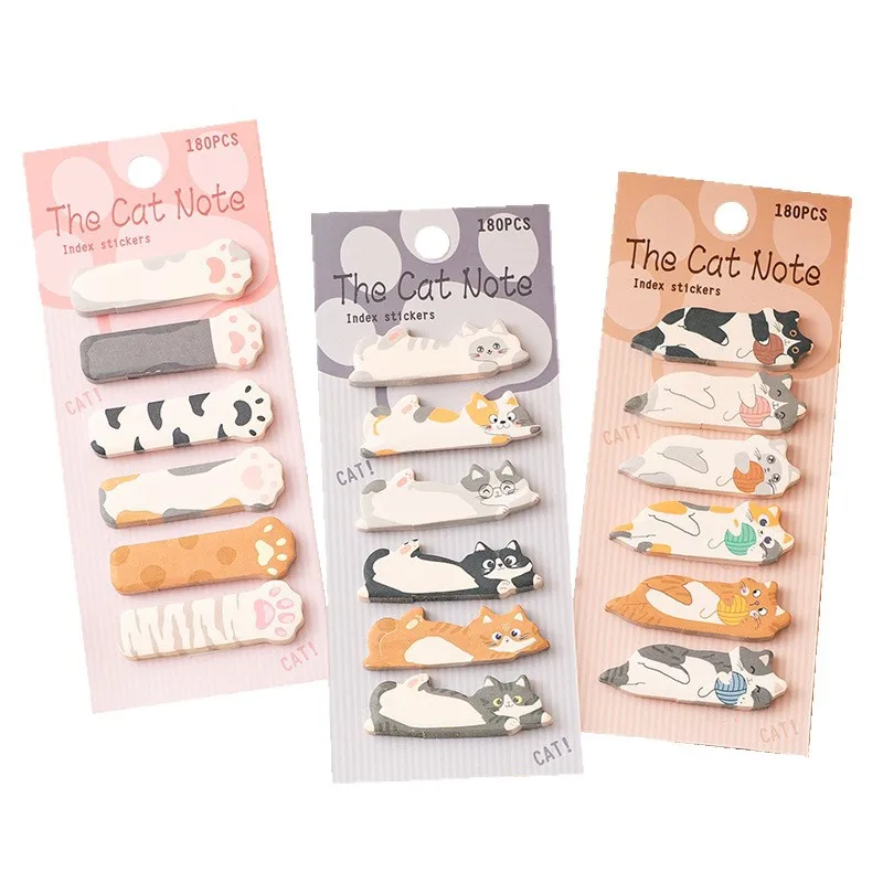 180sheets Kawaii Cat Index Tabs Sticky Notes Cute Cartoon N Times Stickers for Planner & Reading Markers - 5