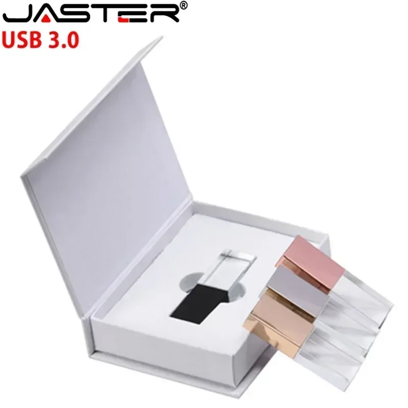Flash Drive JASTER Transparent Glass USB 3.0 for Car usb pen drive 4GB 16GB 32GB 64GB USB Flash drive Memory Drive Stick Pen Car gift