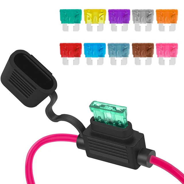 1Set Standard/Mini/Micro Auto Wasserdichte Sicherung Box Klinge Typ In Line  Sicherungs Halter Steckdose 18/16/14/12AWG 5A 10A 20A 30A40A50A - AliExpress