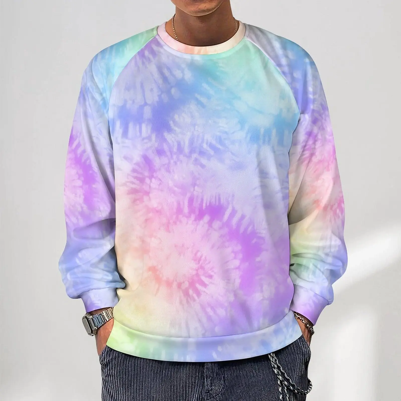 

Pastel Tie Dye Streetwear Sweatshirts Winter Spiral Print Retro Hoodies Male Oversized Street Fashion Design O Neck Hoodie