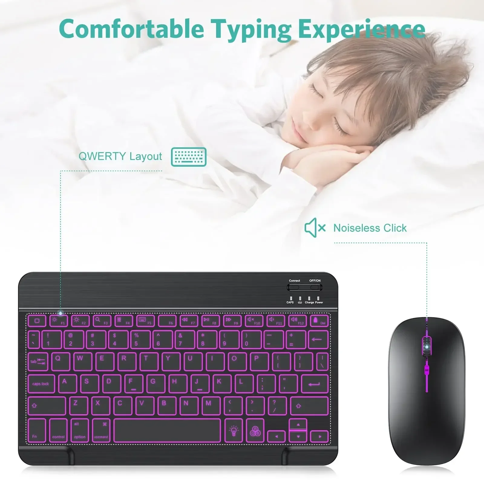Hebrew/Russian/Spanish/Portuguese/Korean RGB Backlight Bluetooth Keyboard For IOS Android Windows iPad  Samsung Tablet Laptop 6