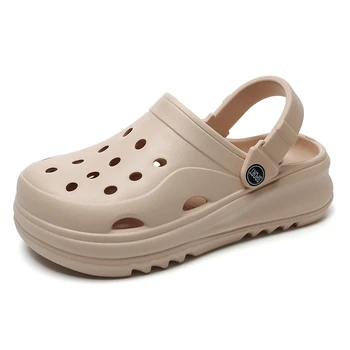Hollow Out Closed Toe Summer Sandals Women 2024 Thick Bottom Platform Sandals Woman Solid Color Non-slip Soft Sole Beach Shoes 1