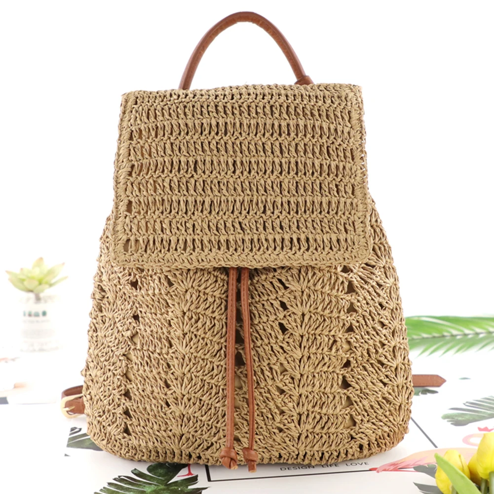 Women Backpack Straw Bag Boho Bohemian Hollow Rope Woven Travel Bags ...