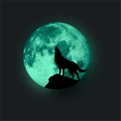 Luminous Moon Wolf Wall Sticker Glass Decoration Painting Home decor wall decals poster