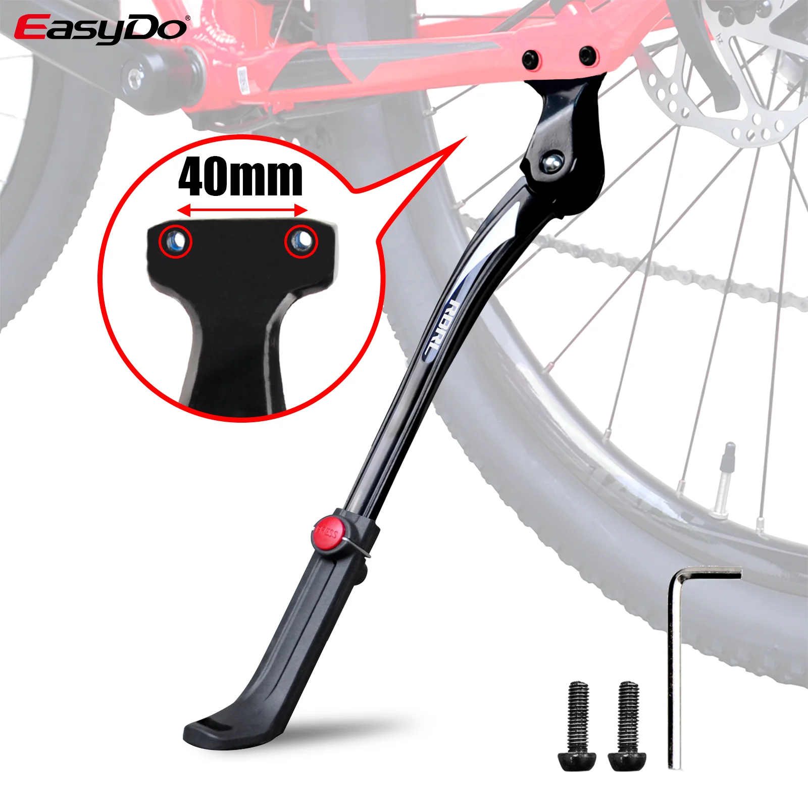 

EasyDo Bike Kickstand Adjustable Parking Rack Support Side Kick Stand for 24 26 27.5 29 Inch Screw Mounting MTB Anti Scratch