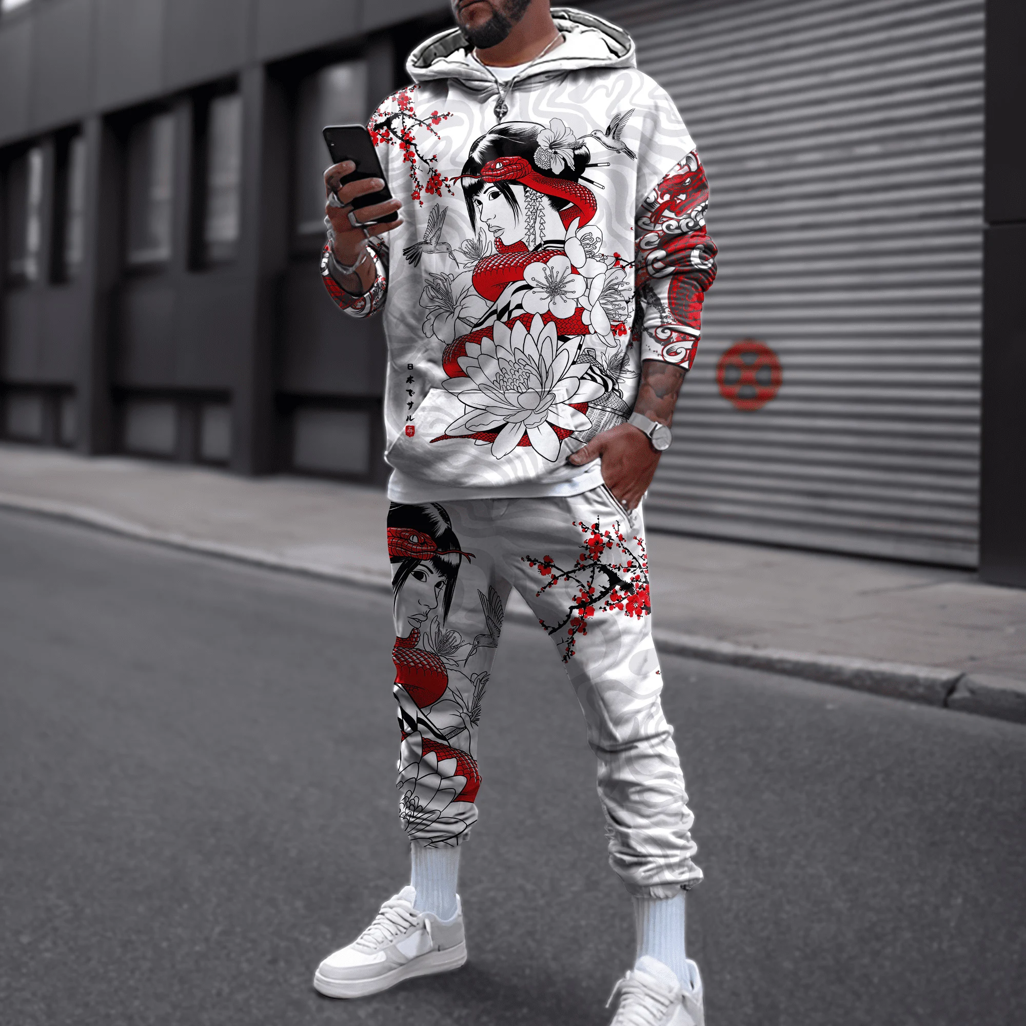 

CLOOCL Japanese Warrior Tattoo Costume 3D All Over Printed Combo Hoodies & Pants Men Autumn Casual Tracksuit Jogging Suit