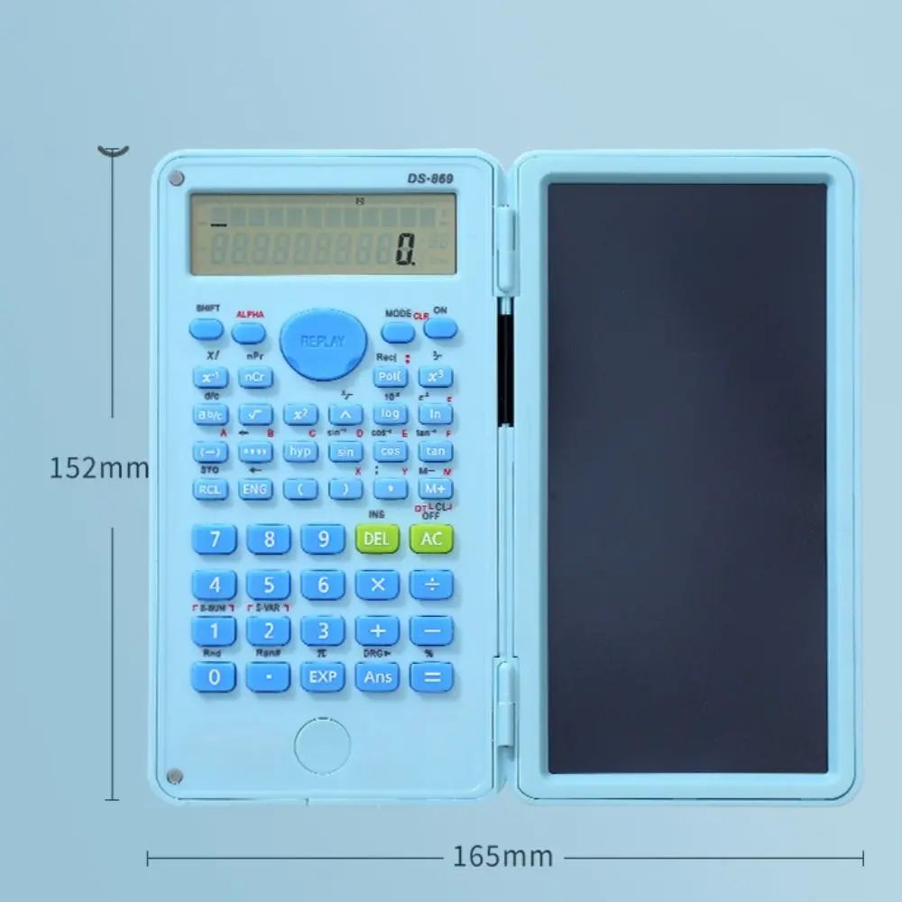 LCD 메모장이 포함된 기능성 2 IN 1 과학 계산기 휴대용 12자리 수학 계산기 접이식 필기 보드 학생용