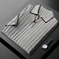 Chemises polo pour hommes Minglu en lin lyocell, col en V, été, luxe, manches courtes, couleur unie, décontracté, business, t-shirts pour hommes 3