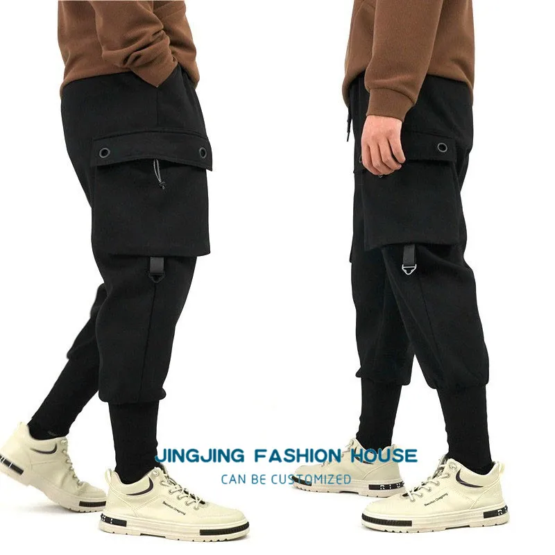 

S-6XL!!Spring men's loose large size bunched foot pants fashion Harlan pants small foot radish casual pants sports overalls